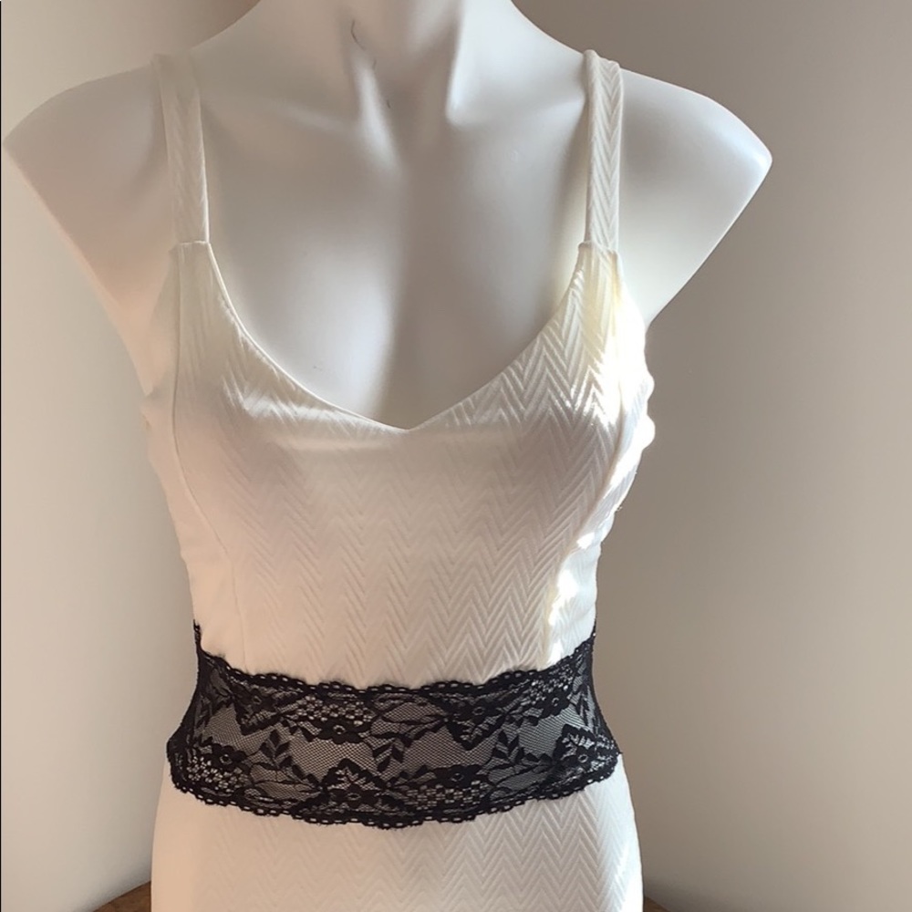 White dress with black lace